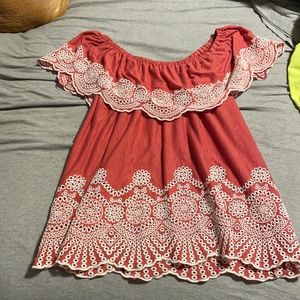 Coral Off the Shoulder top